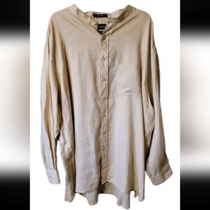 Paul Fredrick Mens Linen Tan Shirt 4XL Classic Fit Button Up Minimalist Core